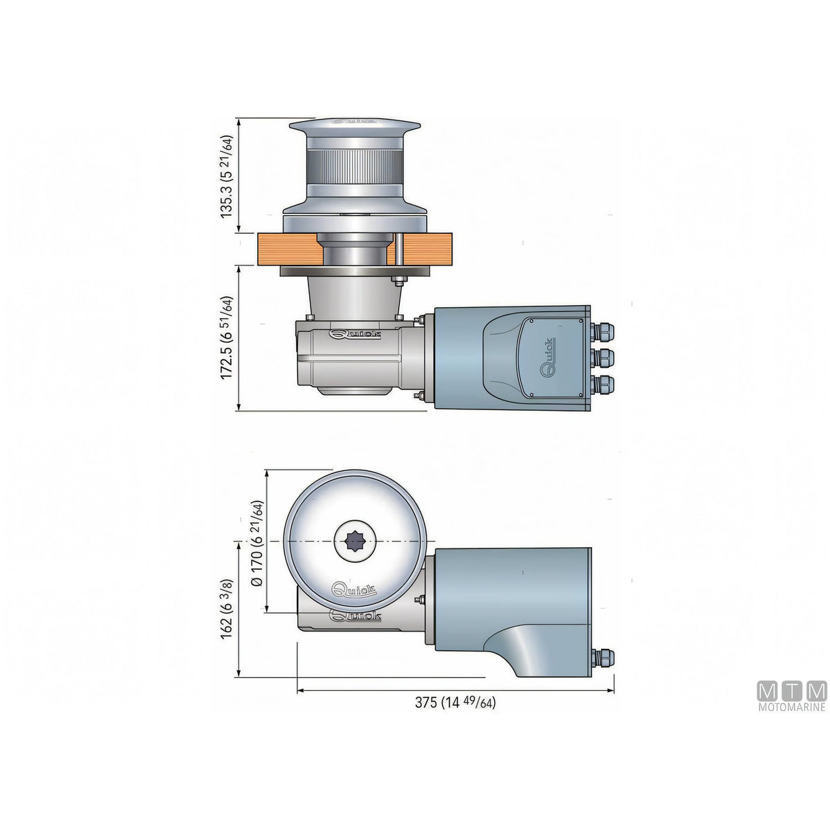 Quick Verricello da Tonneggio Tumbler 3 Acciaio Inox AISI 316 — TB5 1700W