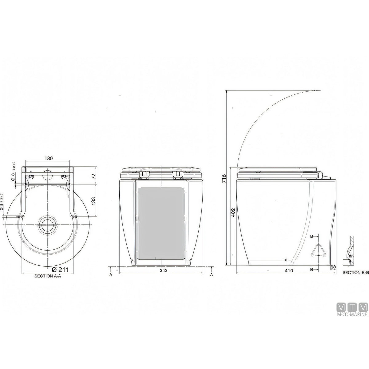 Ocean WC elettrico Laguna Standard — 12V