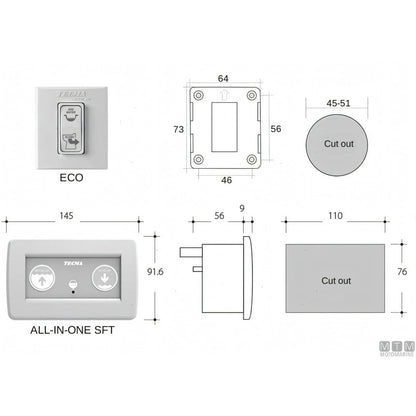 Tecma Nano WC nautico elettrico toilet compatto — Pannello Eco 12V