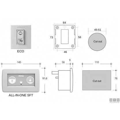 Tecma WC Compass Short elettrico nautico — 12V - Pannello Eco