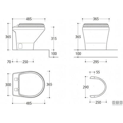Tecma WC Compass Short elettrico nautico — 12V - Pannello Eco
