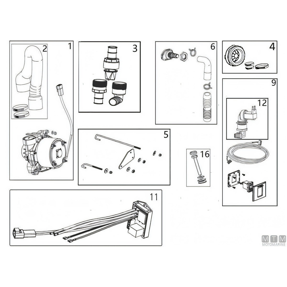 Tecma ricambio originale toilette serie Compact — Pompa maceratore MAC4 12V con manicotto