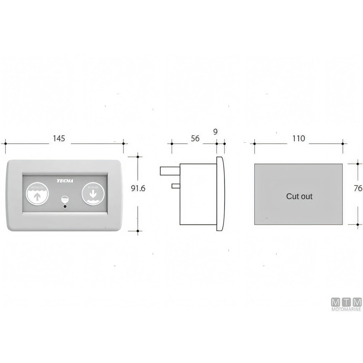 Tecma pannello controllo toilet nautico serie SFT — All-in-One 1 pulsante