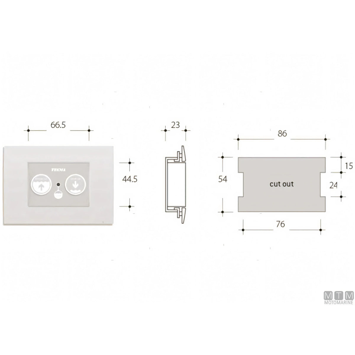 Tecma pannello controllo toilet nautico serie SFT — Multiframe 2 pulsanti