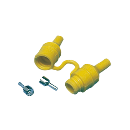 Portafusibile volante stagno giallo con cappuccio e pin metallici per fusibili in vetro