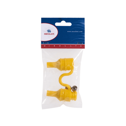 Portafusibile volante stagno giallo in plastica con connettori, confezione Osculati per fusibili in vetro