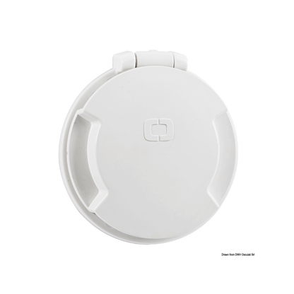 Coperchio protettivo bianco rotondo per presa banchina Cruiser 16A 230V con cerniera e logo