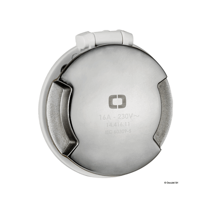 Presa banchina Cruiser 16A 230V rotonda in acciaio inox con coperchio, modello 14.416.11 IEC 60309-5