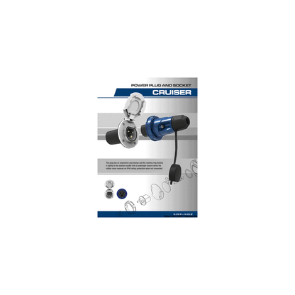 Spina e presa banchina Cruiser 16A blu e grigia con cover protettiva nera e anello rotante