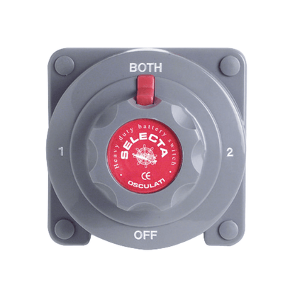Interruttore deviatore batterie Selecta 175A grigio, posizioni 1-2-BOTH-OFF, corpo plastico quadrato