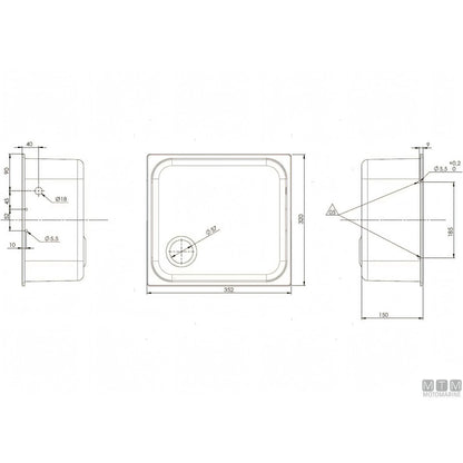 Lavello Can rettangolare in acciaio inox 18/8 con coperchio in vetro — 320x350 mm