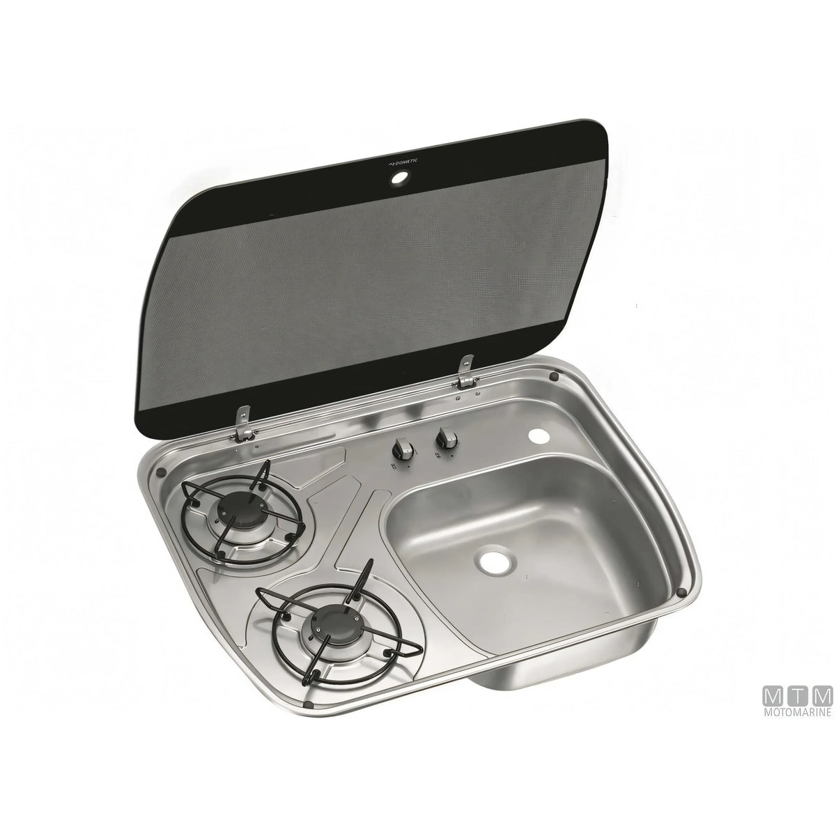 Piano cottura Dometic 2 fuochi con lavello in acciaio inox — 600x445 mm