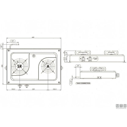 Can Hotty fornello a gas inox 18/8 — Fornello 2 fuochi