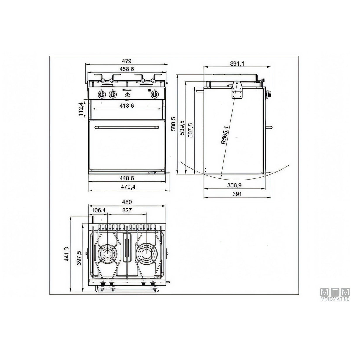 Dometic Cucina SunLight 2 fuochi con forno acciaio inox 18/8 — SunLight 2 fuochi
