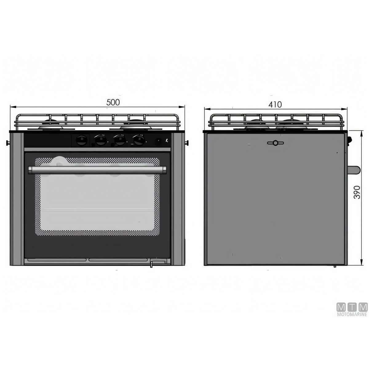 Cucina a gas CAN con forno in acciaio inox 18/8 — 2 Fuochi