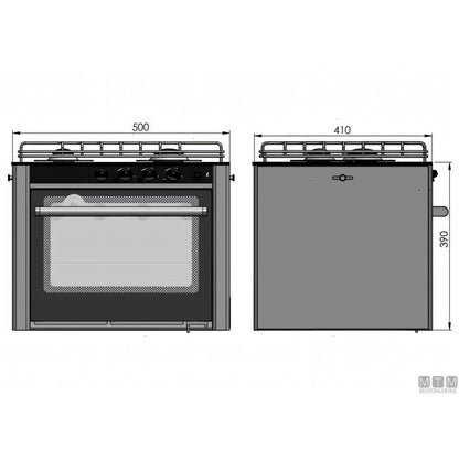 Cucina a gas CAN con forno in acciaio inox 18/8 — 2 Fuochi
