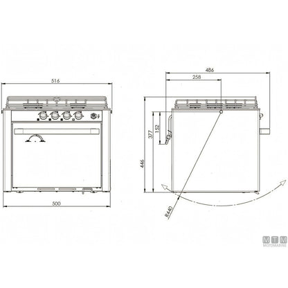 Cucina a gas CAN con forno in acciaio inox 18/8 — 3 Fuochi