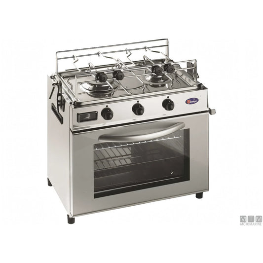 Motomarine cucina a gas Parker 2 fuochi forno inox 18/8 — 2 fuochi + forno