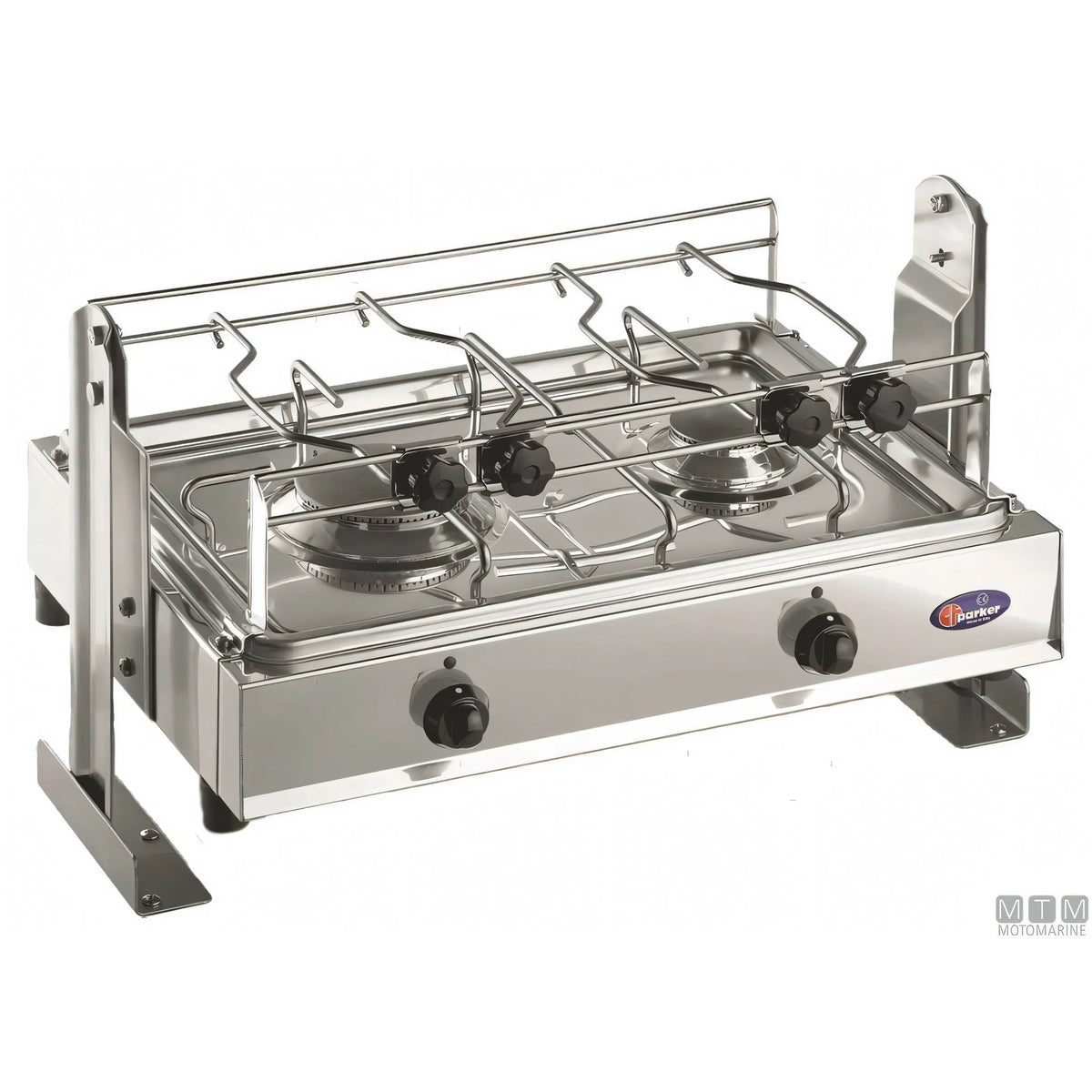 Motomarine fornello a gas Parker con cardano in acciaio inox 18/8 — 2 fuochi