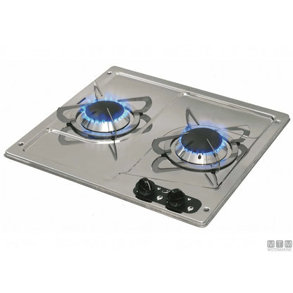 Can Fornello a Gas 2 Fuochi Burny2 Inox 18/8 — Fornello 2 fuochi