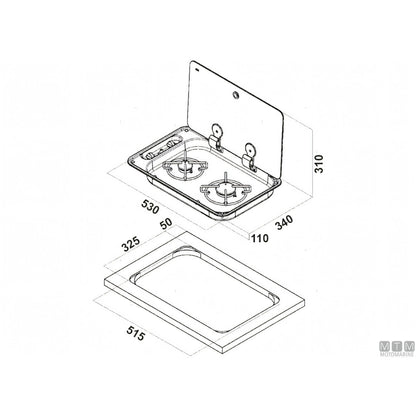 Can Fornello Hoodiny 2 fuochi acciaio inox — Fornello con coperchio