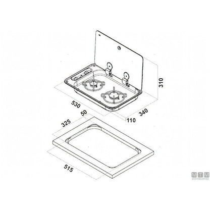 Can Fornello Hoodiny 2 fuochi acciaio inox — Fornello con coperchio