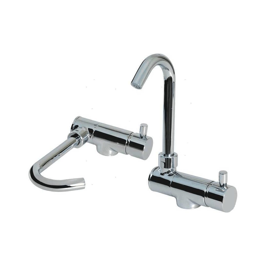 Miscelatore Low con canna abbattibile cromato lucido, due posizioni, corpo cilindrico in acciaio inox