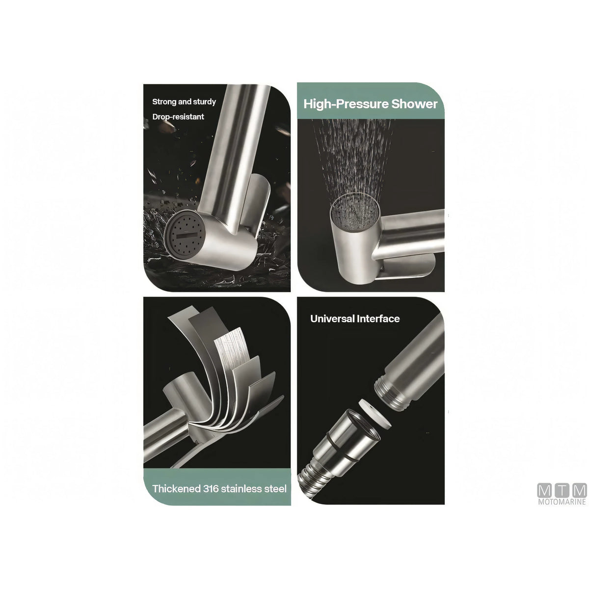 Kit doccetta mixer Motomarine in acciaio inox — Kit Mixer Doccetta