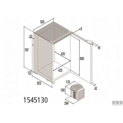Vitrifrigo frigorifero marino Serie C compressore esterno — 130 L - Grigio