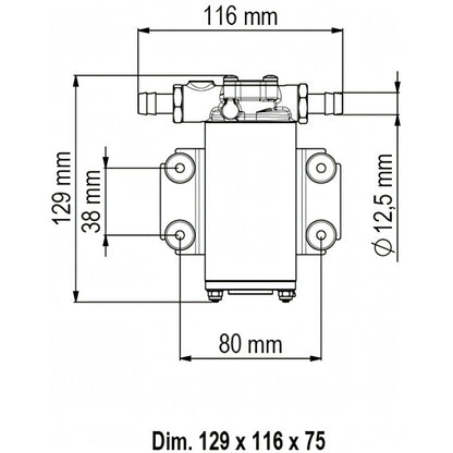 Disegno tecnico quotato della pompa Marco UP2-P