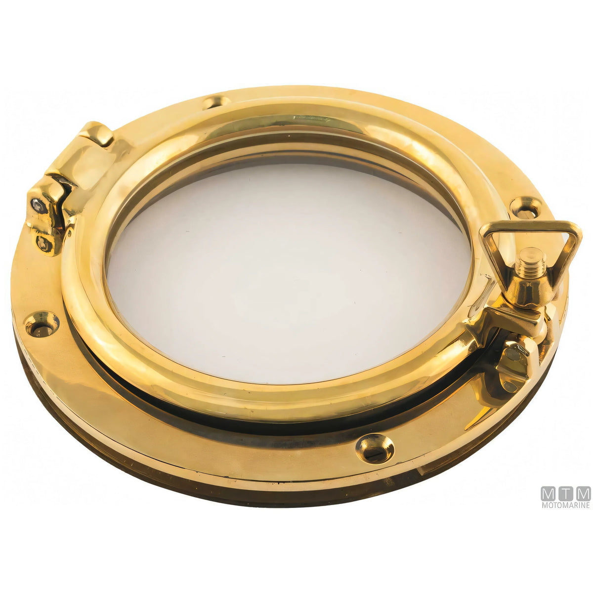 Oblò tondo Foresti e Suardi in ottone lucido profilo basso — Ø 153 mm