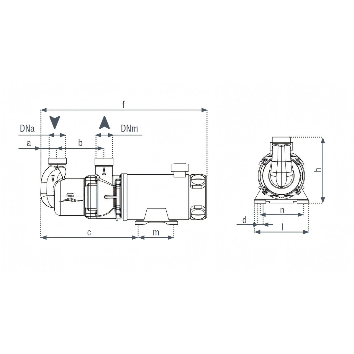 Pompa MV44 G, disegno tecnico