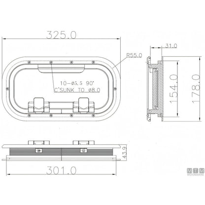 Can SB Oblò G-Type in Alluminio Anodizzato — 325 x 178 mm