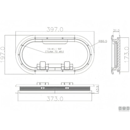 Can SB Oblò Ovale G-Type Alluminio Anodizzato — Oblò 397x197 mm