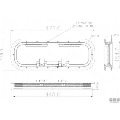 Can SB Oblò G-Type in Alluminio Anodizzato — 427 x 178 mm