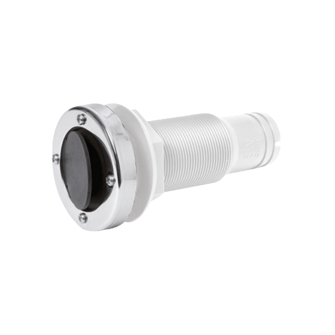 Scarico nylon bianco 1"1/2 testa inox con portagomma Ø38mm e valvola di non ritorno