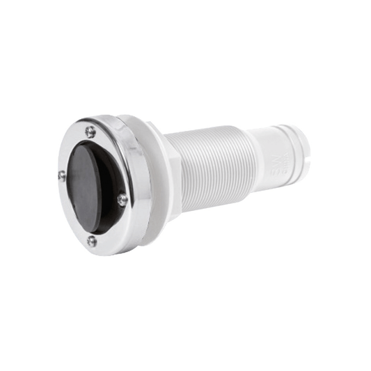 Scarico nylon bianco 1"1/2 testa inox con portagomma Ø38mm e valvola di non ritorno