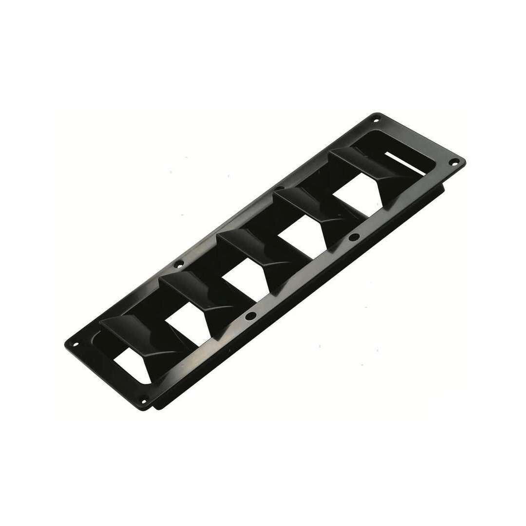 Presa aria a incasso rettangolare nera 335x120 mm con alette orientabili in plastica, fori di fissaggio