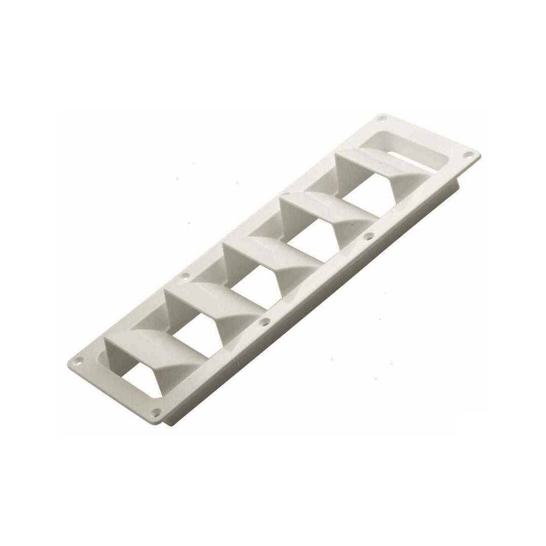 Presa aria a incasso rettangolare in plastica bianca con alette a lamelle, 335x120 mm