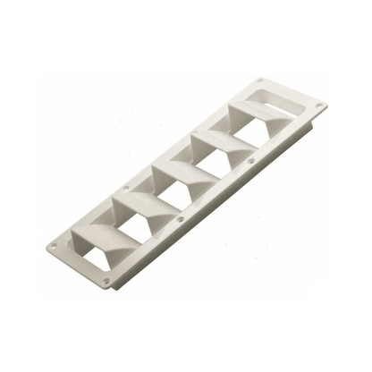 Presa aria a incasso rettangolare in plastica bianca con alette a lamelle, 335x120 mm