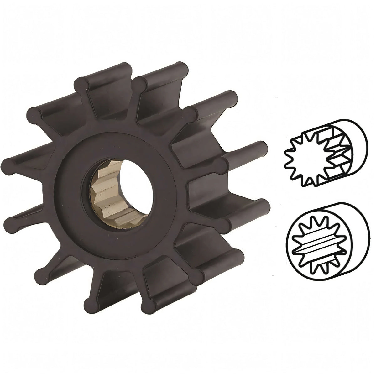 Girante Pompa Nitrile Ø57 · Ø int. 16 · H31 · 12 pale