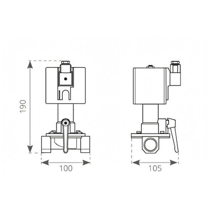 Elettrovalvola Quick, disegno tecnico