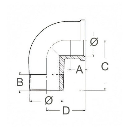 Curva in bronzo M-F Guidi dettaglio filettatura