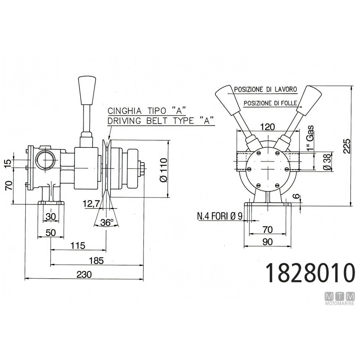 Pompa Ancor con frizione manuale in Bronzo e Acciaio Inox — 100 L/min - 1"