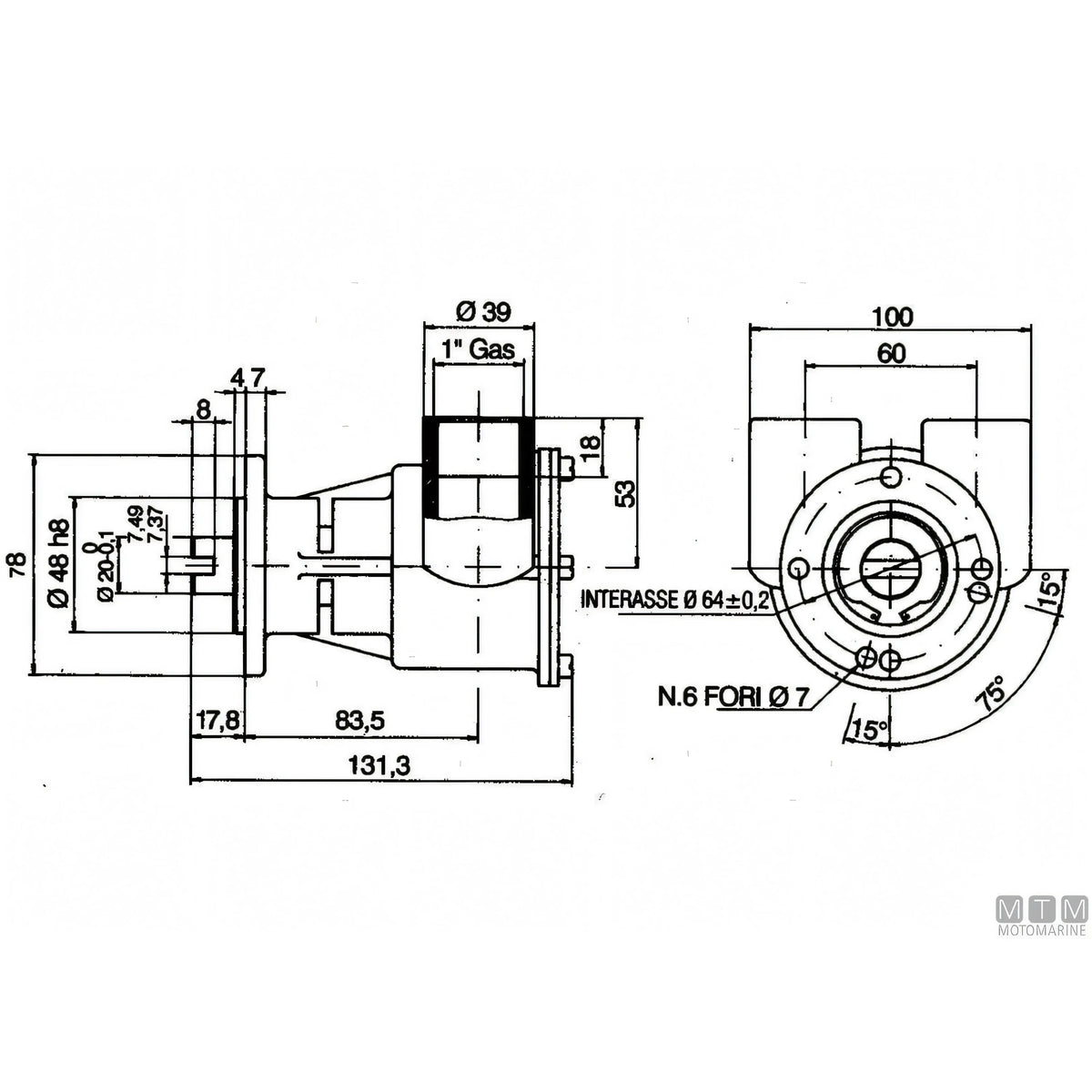 Ancor pompa di raffreddamento ST146 in bronzo — Ø 1"