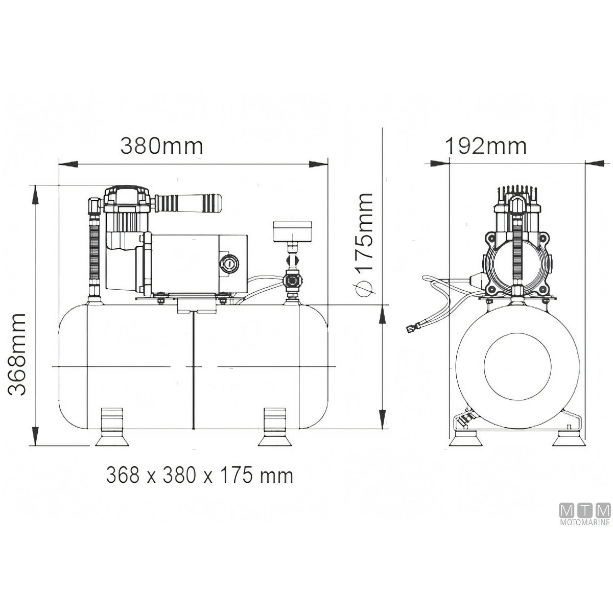 Tromba nautica Marco a norme R.I.Na. — Compressore 24V