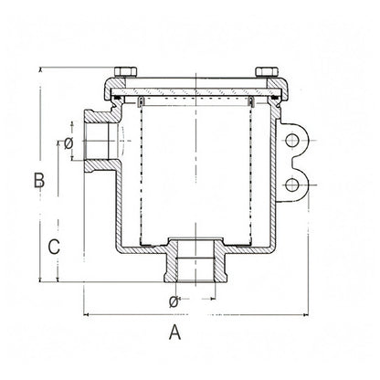 Filtro Guidi Ionio, disegno tecnico