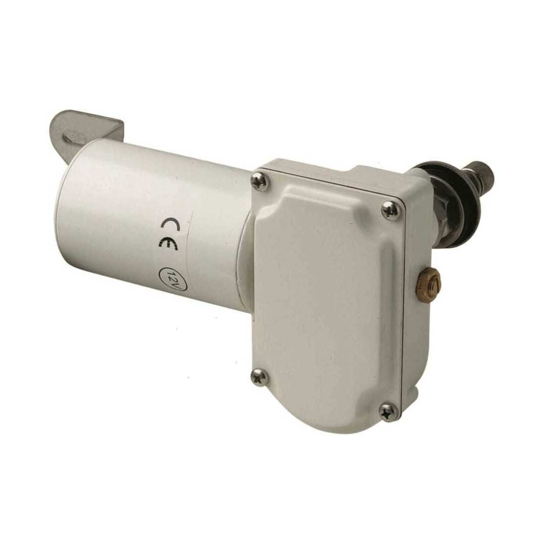Motorino tergicristallo W10M 12V in metallo grigio con scatola ingranaggi e perno da 28mm