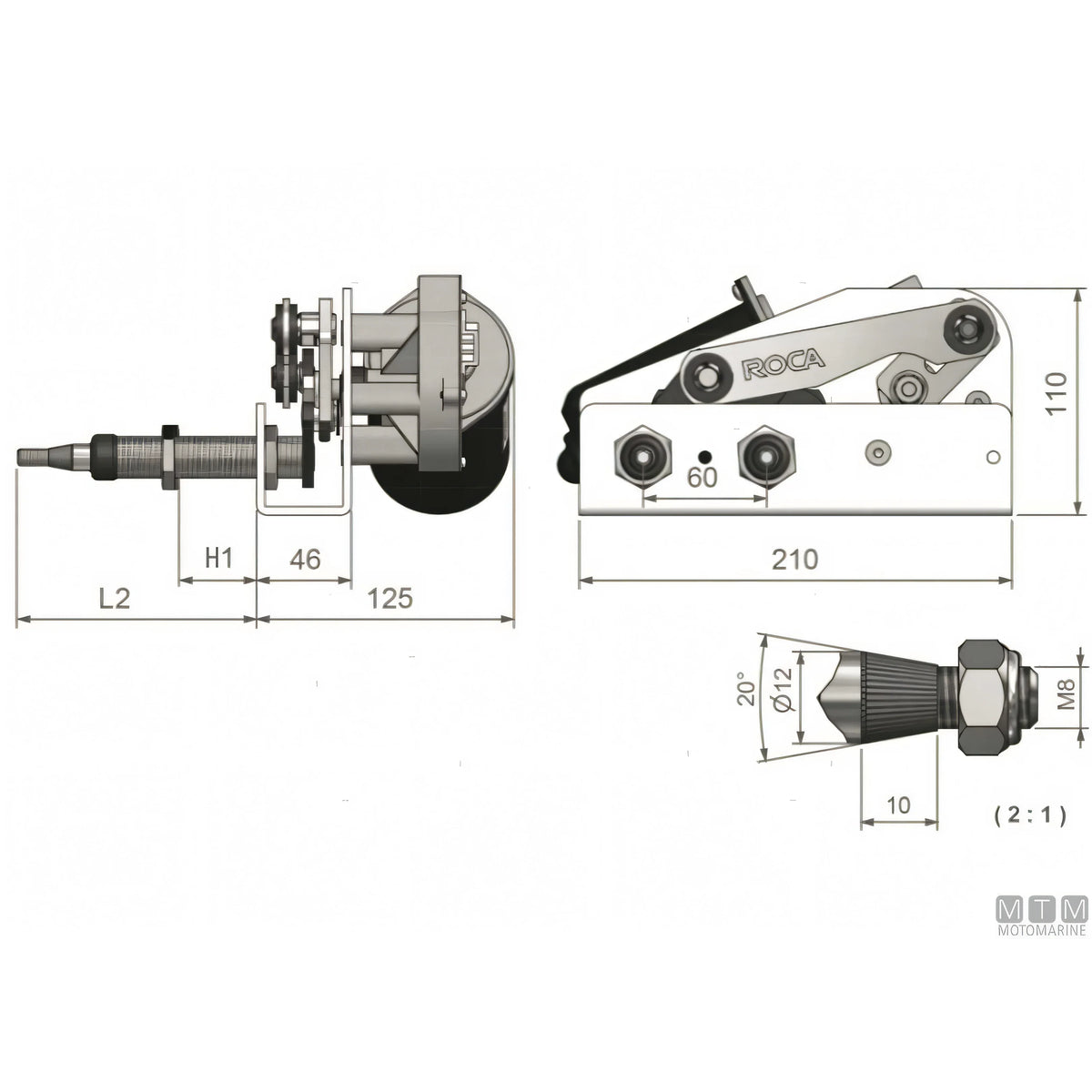 Roca tergicristallo W38 acciaio inox — Motorino 12V H78mm