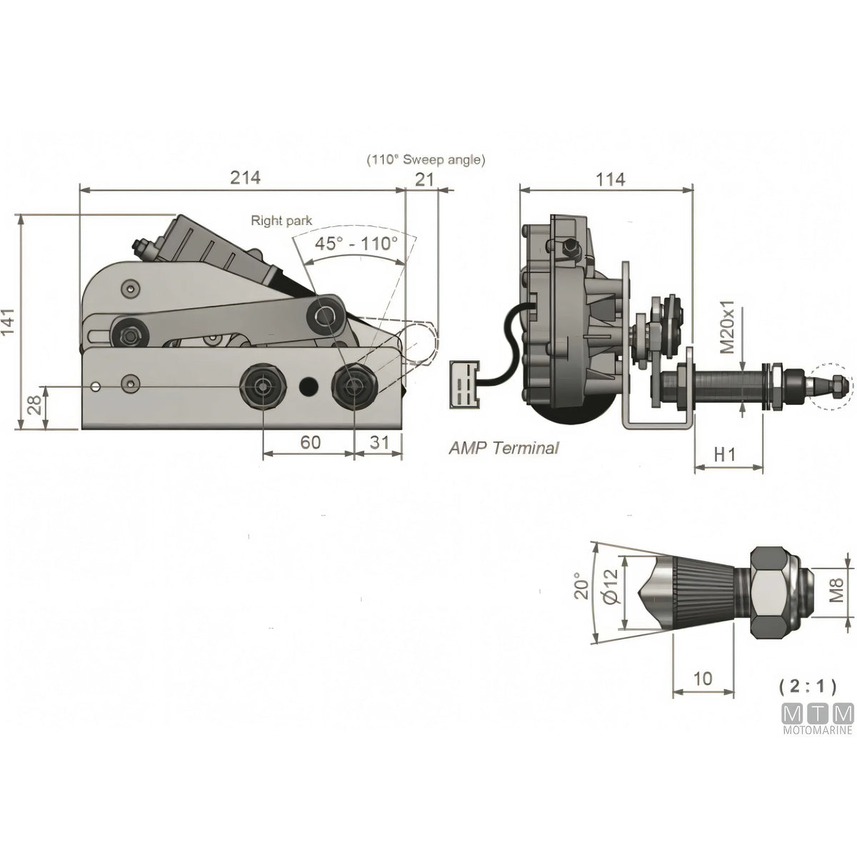 Roca Tergicristallo W50 Inox — Motore 24V H78mm